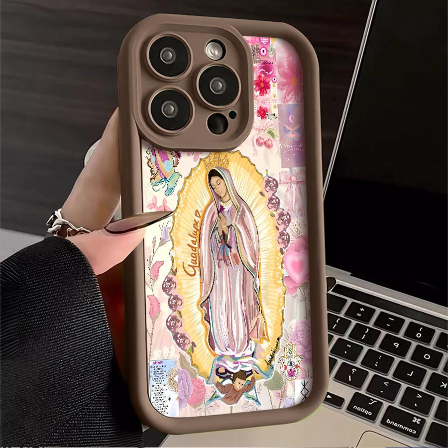 Phone Case: 1pc Religious Art Flower Pattern Phone Case Suitable for Apple iPhone 17 E Air Pro ProMax iPhone16 15 14 Plus 13 12 Mini 11 X XS XR Antidrop Phone Case Camera Protection Phone Case Light Luxury Style Elegant Can