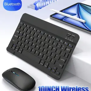 1pc Multicolor Bluetooth-compatible Wireless 10-Inch Keyboard + Mouse Set, Portable Tablet Accessory, Includes Lithium Button Cell Battery, Ideal for Daily Use