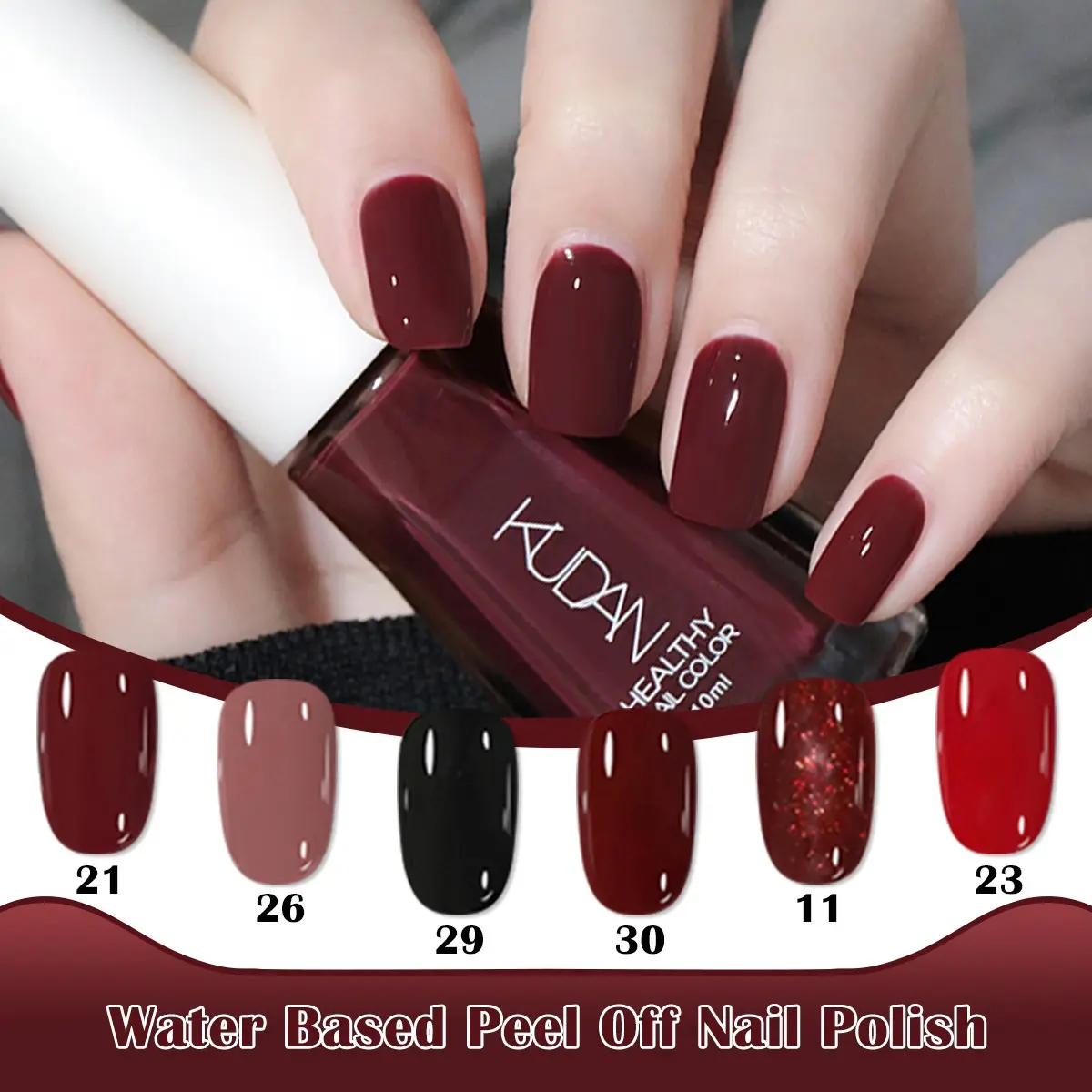 KUDAN 6pcs Water-based Nail Polish Set, Dries Quickly And Naturally, Fast Dry Nail Polish For Home DIY And Beginners, Offers a Premium Smooth Texture, Long-Lasting High Gloss Effect, Easy to Apply and Peel off, Creates Style Manicure, Salon-Quality Nails