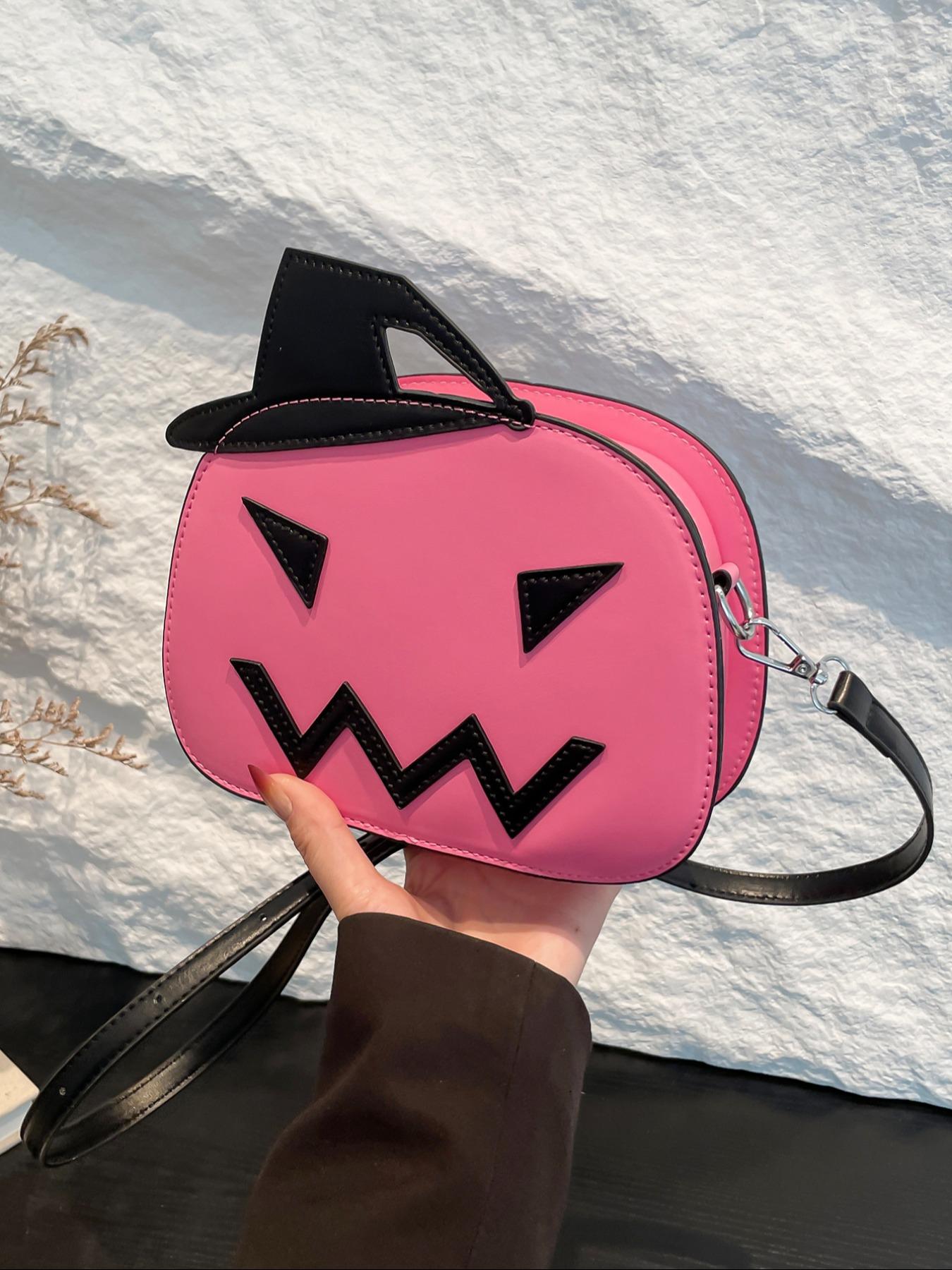 Women's Halloween Themed Pu Leather Crossbody Bag, Fashionable Pumpkin Design Shoulder Bag, Cute Accessories As Work Bag for Daily Use