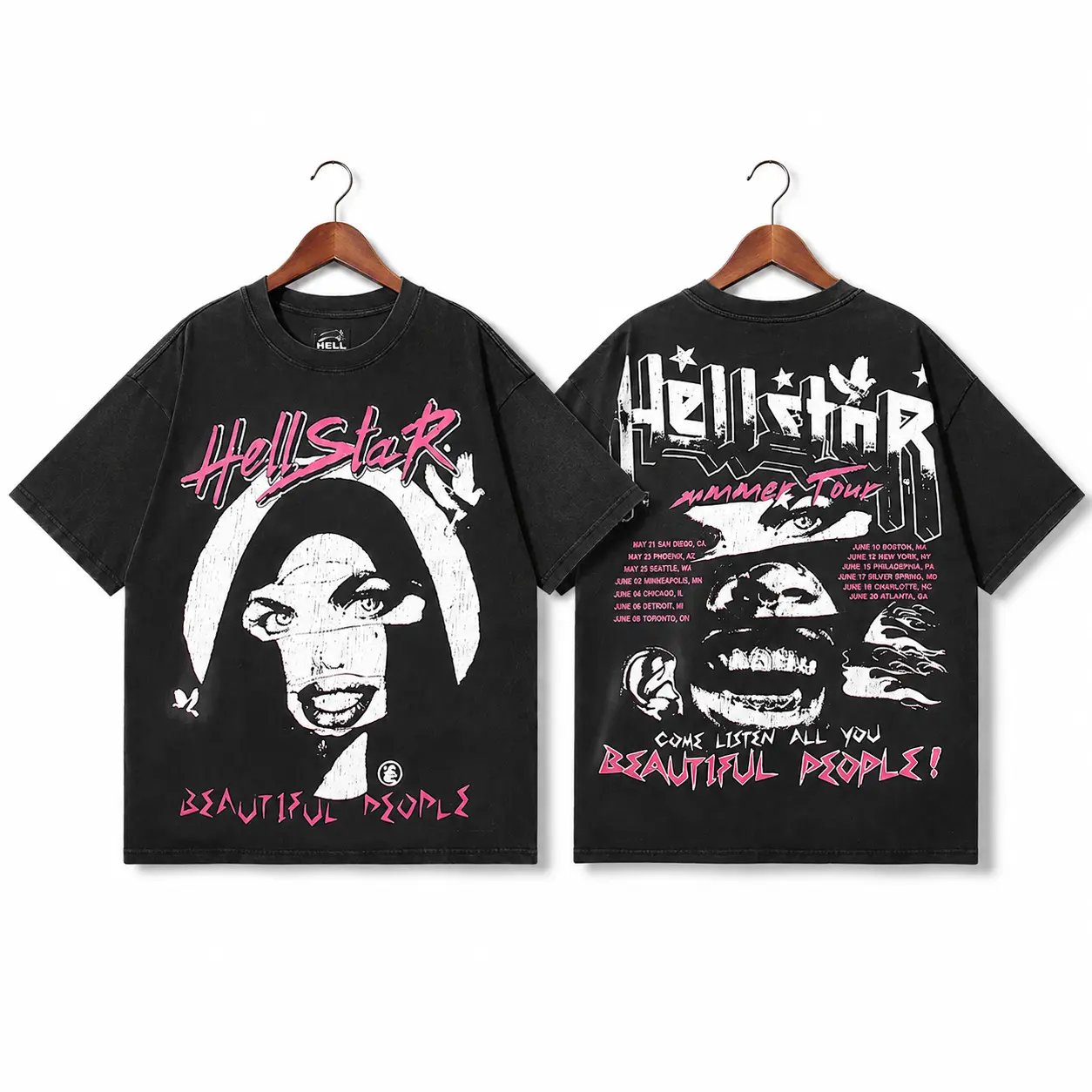 Hellstar Graphic T Shirt, 100% Heavyweight Cotton Oversized Tee, Y2K Streetwear Vintage Style Shirt, Gothic Punk Hip Hop Fashion Top, Retro Print Short Sleeve T-Shirt for Men Women, Casual Unisex Clothing