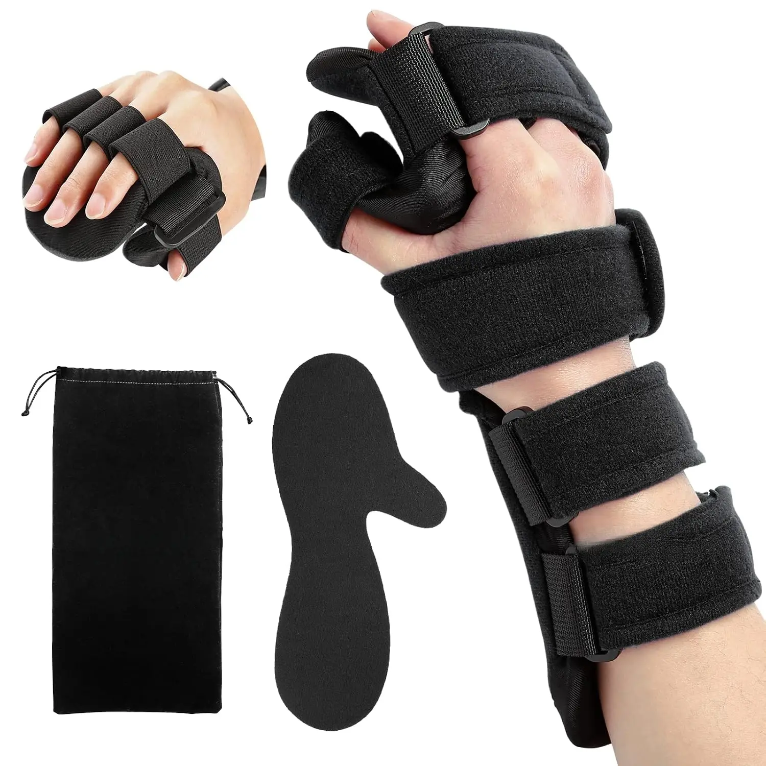 Unisex Hand Splint Brace with Finger Separator, Adjustable Thumb Stabilizer, Secure Wrap - Ergonomic Night Immobilizer for Carpal Tunnel, Breathable Padded Wrist Support (1 Piece)