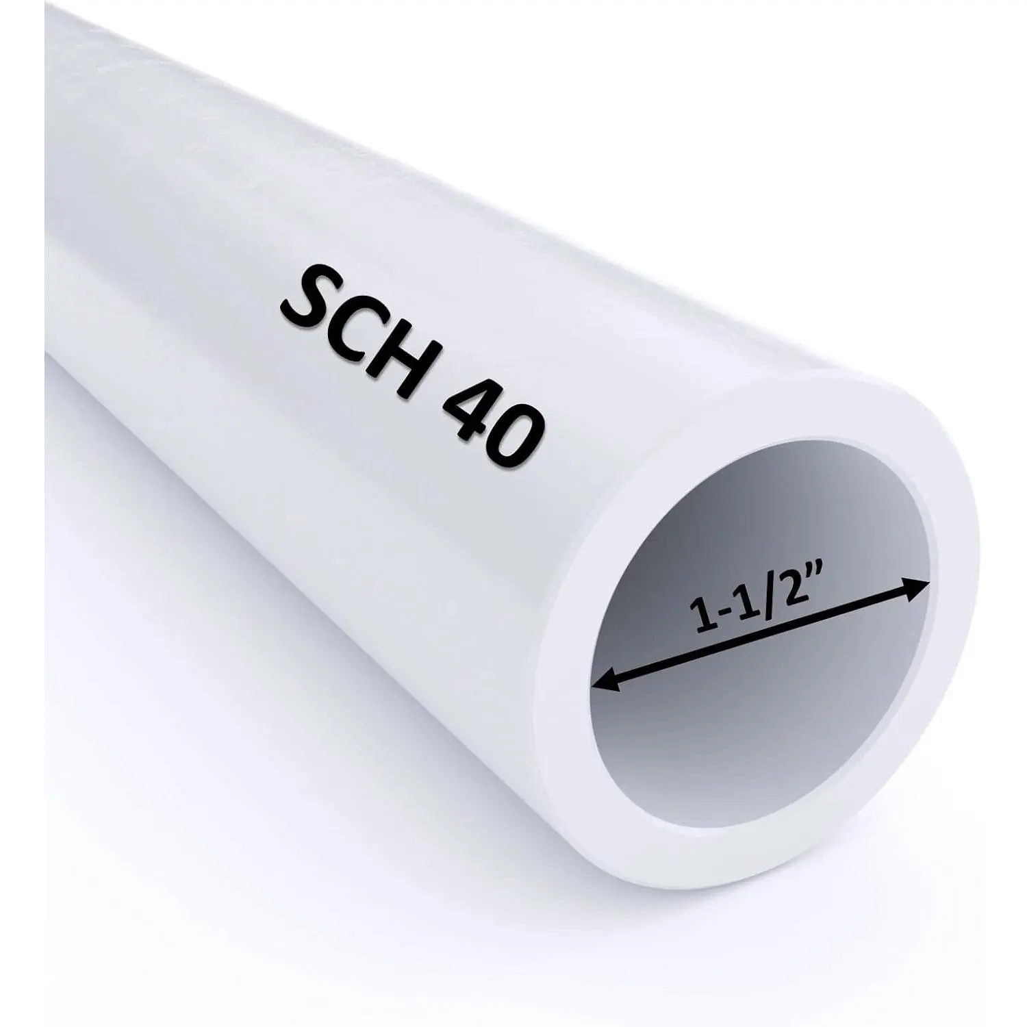 1-1/2" Schedule 40 PVC Pipe - White PVC Piping Cut to Custom Lengths (1-1/2" by 1ft Cut) / High-Flow Capacity & High-Impact Strength/Plumbing, Irrigation, Pool, Spa
