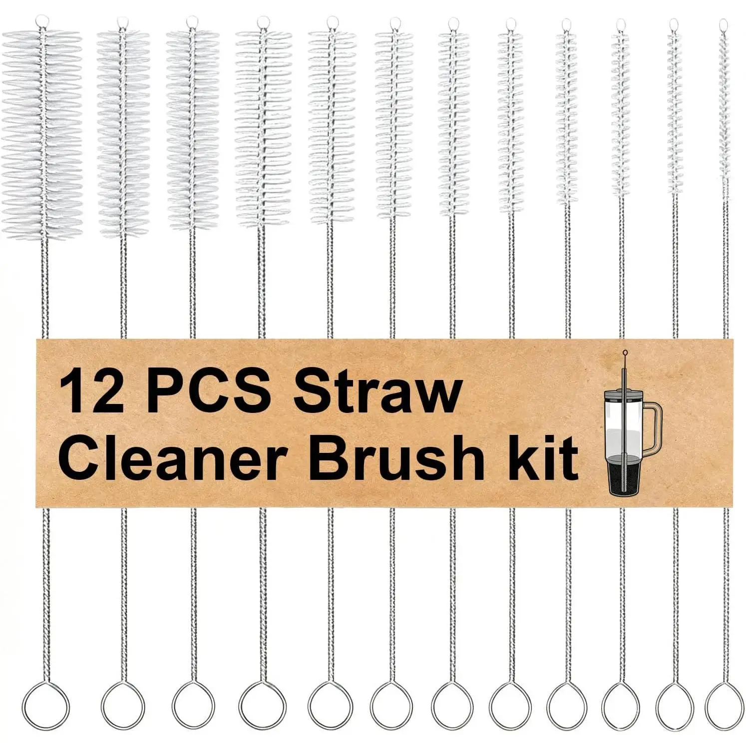 12-Piece Straw Cleaner Brushes Set - Long Synthetic Bristle Brushes for Kitchen Home Use, Ideal for Mug, Sippy Cup, Tumbler Cleaning