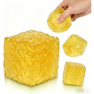 Fidget Toys Stress Relief , Ice Cube Squeeze Toy for Adults & Kids, Honeycomb TPR Kneading Sensory Toys, Palm-Sized Quick Recovery Squeeze Balls for Anxiety Orange