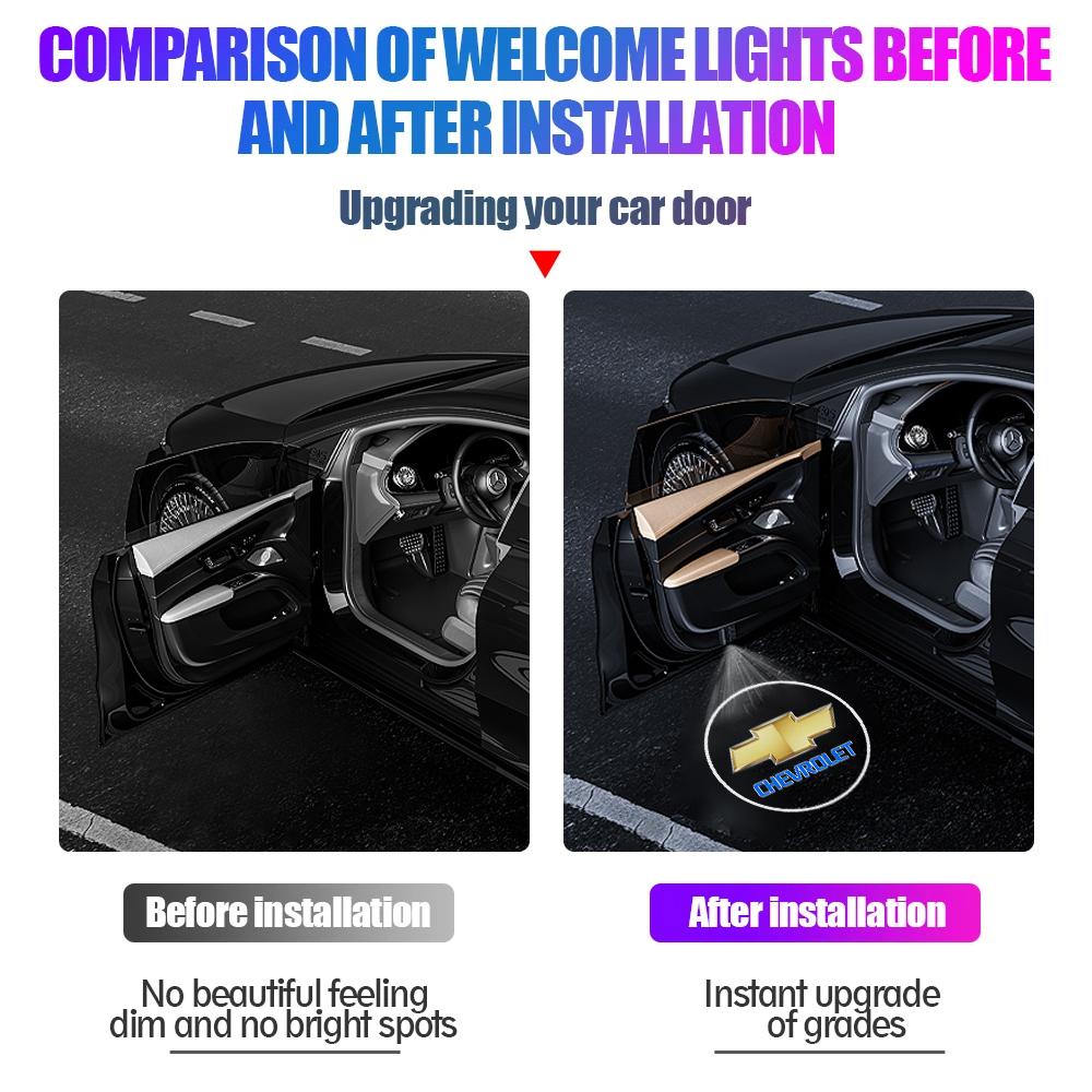2Pcs led Car Door Welcome Lights Projector Lamps Accessories For Chevrolet Trax Camaro Aveo Cruze Sonic Silverado Captiva Equinox
