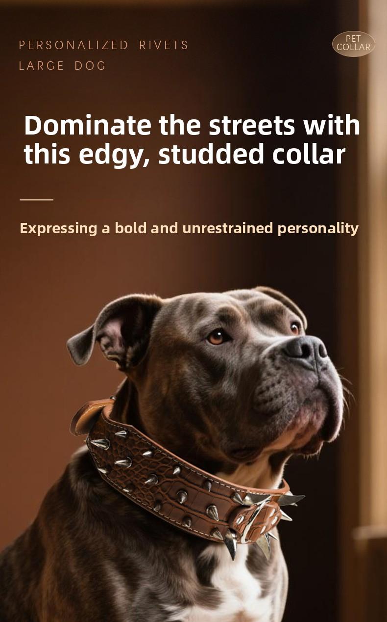 Wide Studded Dog Collar – Anti-Bite, Street Style, Heavy Duty & Tug Resistant