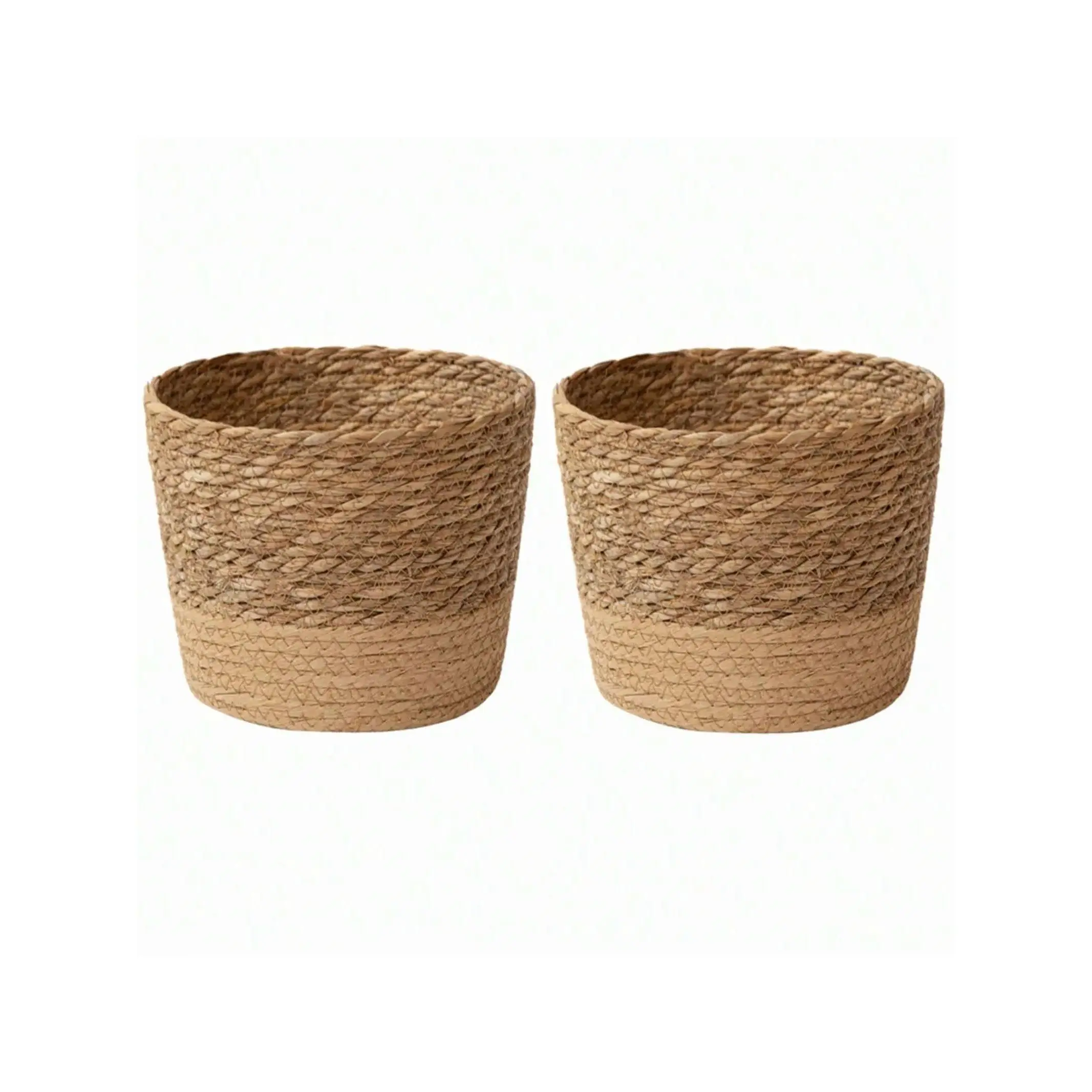 Plant Basket Set of 2, Indoor Woven Planter Baskets with Liner, Straw Weaving Flower Plant Basket Grass