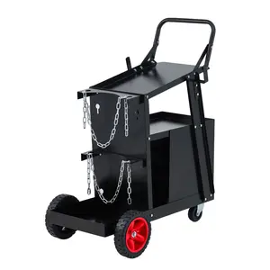 Heavy Duty Welding Cart with 4 Drawers & Gas Tank Holder, Rolling Welding Trolley for Welder, MIG TIG Plasma Cutter, Workshop & Construction Site