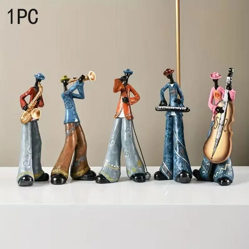 Creative retro band art figurines, Resin Ornament, decorative piece, for music and characters. Suitable for living room, bookshelf, TV cabinet, and wine cabinet as decorative items.