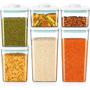 Airtight Food Storage Containers with Lids – 6 Pack BPA-Free Pop Containers for Pantry Organization, Cereal, Flour, Rice, Sugar – Stackable Kitchen Canisters (0.5, 1.2, 1.8 Qt) Set of 6