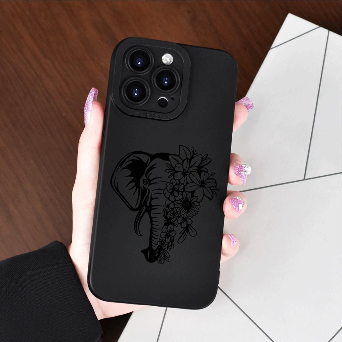 Elephant flower pattern printed phone case for iPhone 16 Pro Max Case 11 15 14 13 12 Pro Max Plus Case Shockproof Phone Cases Christian Gifts for Sister Women Men Protective Protection Cover Protector