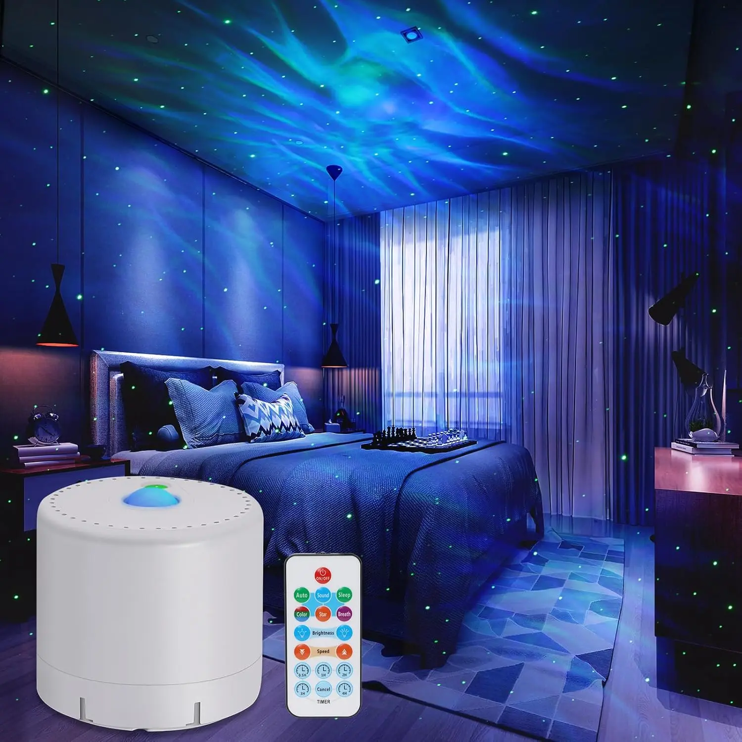 Galaxy Projector, Bedroom Star Projector, with Remote Control and Timer |   Night Light Projector, Adjustable LED Light Colou, Brightness and Speed, Star Projector for Bedroom Parties Holidays