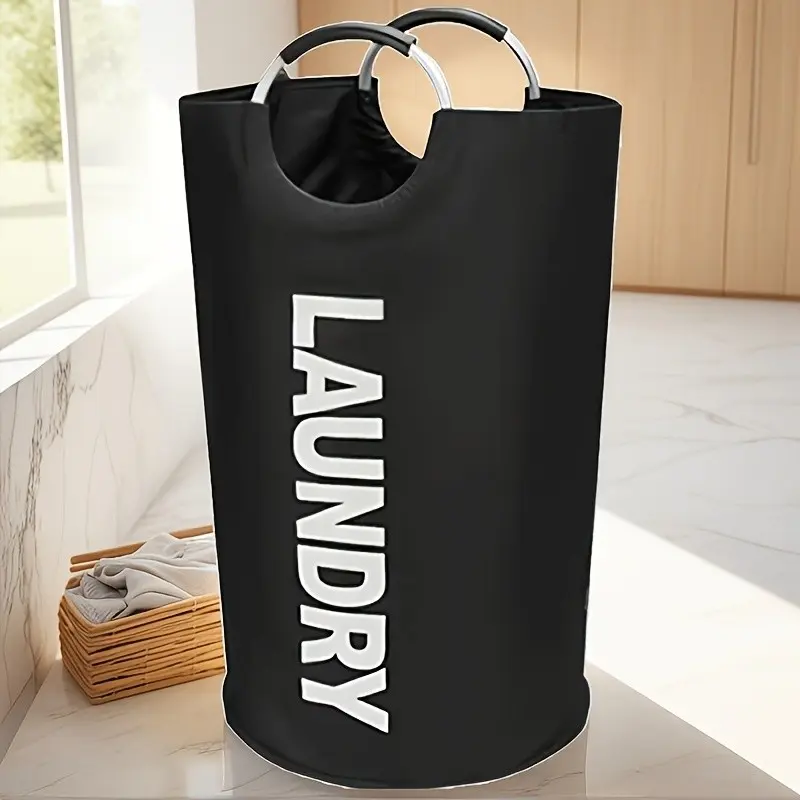 Large Laundry Basket with Foldable Bag, Independent High Shelf, Waterproof, Durable Half-Ring Handle, High-Quality Folding Laundry Box