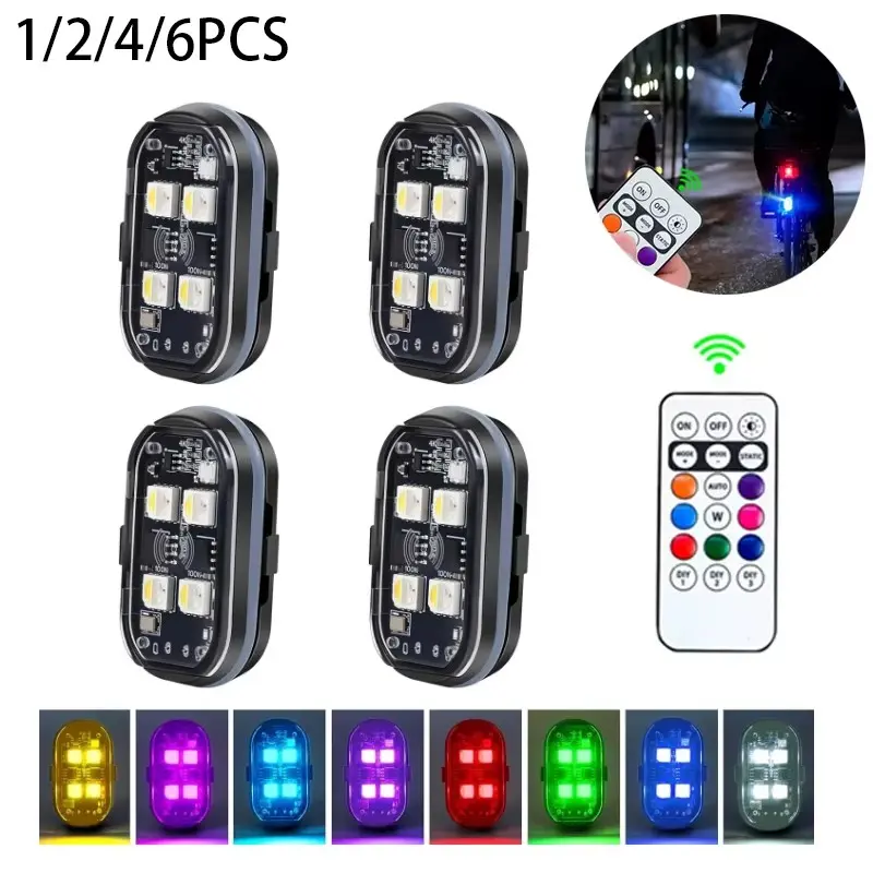 RGB Led Car Strobe Lights Motorcycle LED Flash Blinker Lights Position Wireless Light Aircraft Airplane Helicopter Warning Lights Accessories