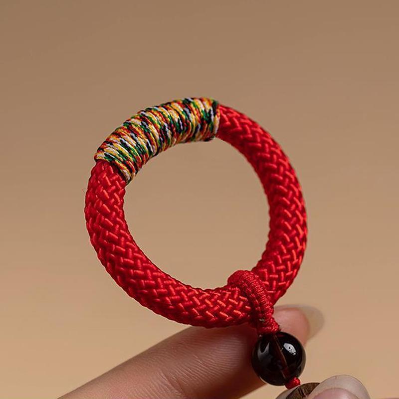 1pc Hand Woven Chinese Style Phone Wrist Charm Strap Cell Phone Finger Keychain Hand-woven Ring Buckle Pendant Cloud Pattern