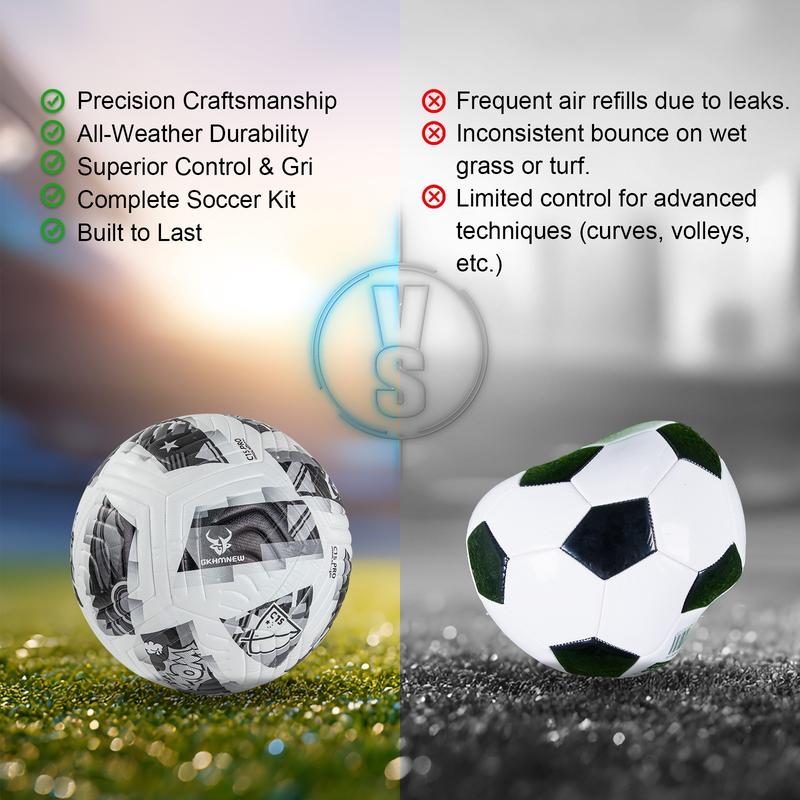 Soccer Balls - Soft Touch Soccer Ball & Air Pump Set - Size 5 - Ideal for Youth & Adults with Unique Design and Convenient Carry Bag