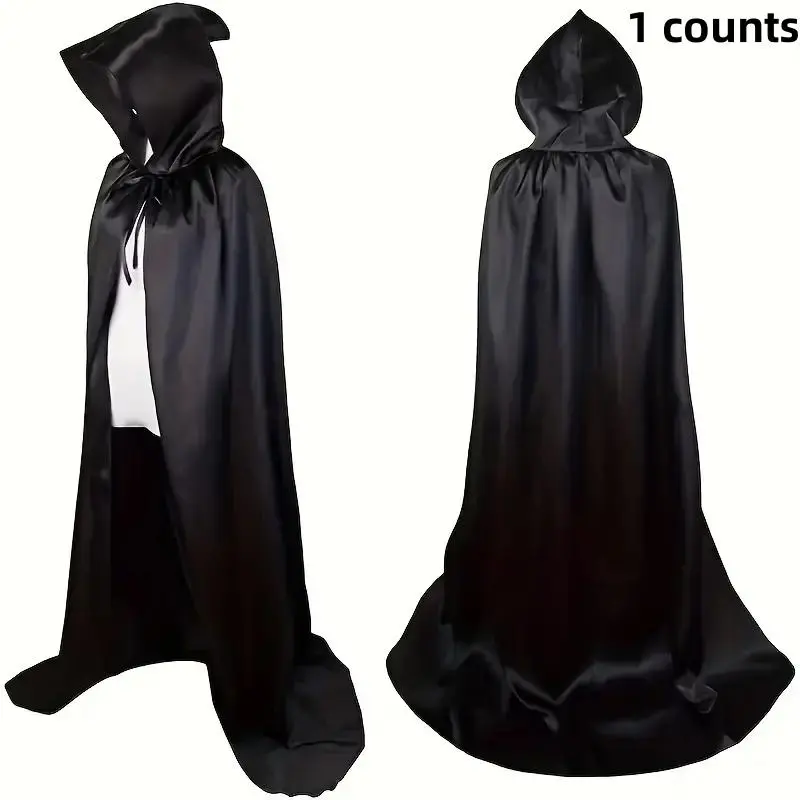 Devil Witch Long Cape, 1 Count Unisex Hooded Halloween Party Cape, Cosplay Costume Decor, Stage Performance Props