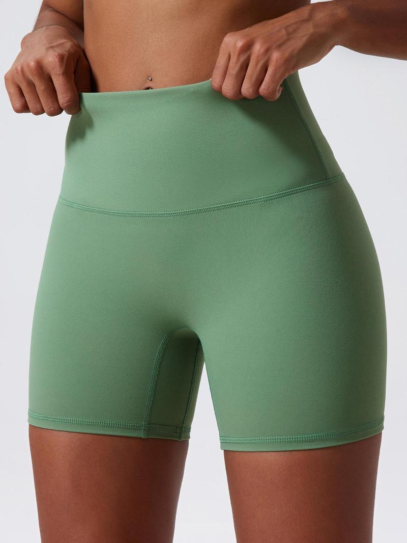 Women's Plain High Waist Skinny Sports Shorts, Gym Shorts, Sporty Wide-Waistband High-Stretch Shorts, Skinny Workout Shorts, Ladies' Sportswear for Indoor Outdoor Wear