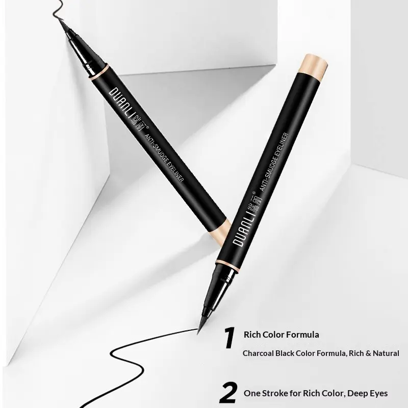 Dual Brush Eyeliner Pen, Quick-Dry Waterproof Sweat-Resistant, Long-Lasting Non-Bleeding, Fine Tip for Beginners, Two-In-One Design