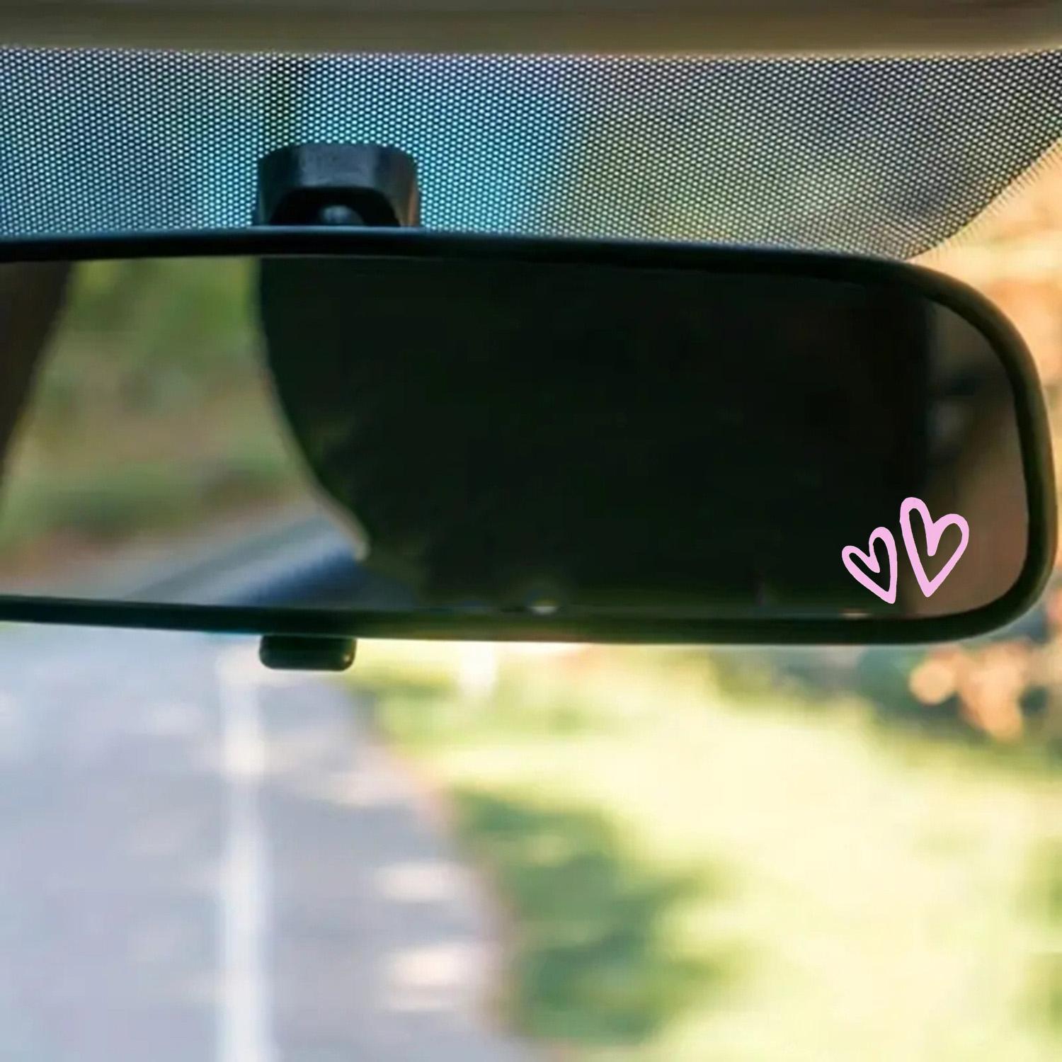 Heart Pattern Car Mirror Sticker, Vinyl Love Heart Decals, Stickers for Car, Sticker For Cars, Electric Motorcycles and Laptops, Car Accessories, Vehicle & Interior Decor, Windshield Sticker, Side Decals