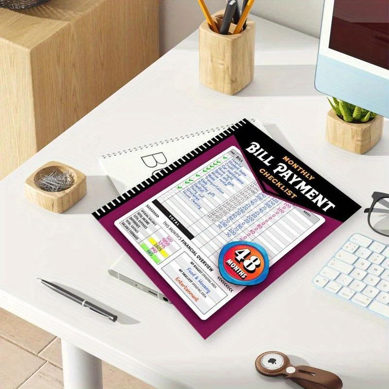 48-Month Bill Payment Checklist Planner, Monthly Bill Tracker Notebook for Home Finances & Budget Management, Finance Checklist Organizer, English Language, Paper Material