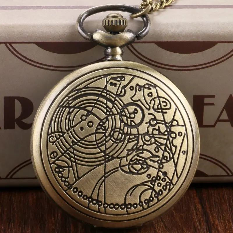 Vintage Mystical Pocket Watch, With Intricate Geometric Rune Engravings and Antiqued Bronze Case, Is A Unique Unisex Accessory for Cosplay and Everyday Outfits.