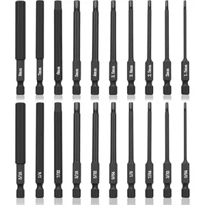20 count Hex  Allen Wrench Drill Bit Set, 1/4 Inch Shank Metric and SAE S2 Steel Hex Bit Set,  Tips 3 Inch Long