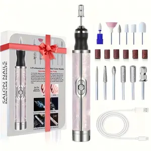 Electric Nail File Machine, 12 Drill Bits, Type-C Rechargeable, Portable 4-Speed Electric File, Ideal for Acrylic Gel Nails, Pedicure, Polishing