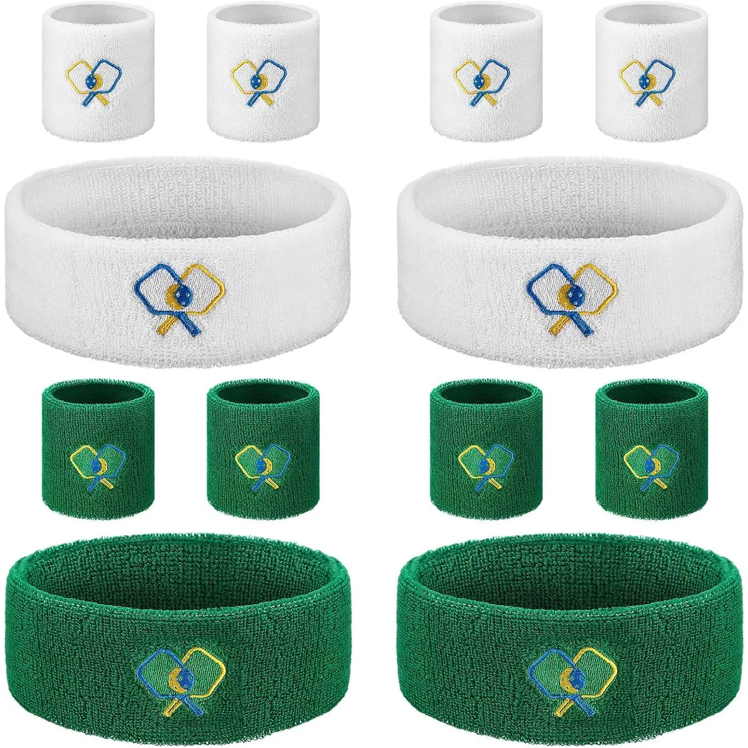 Sports Headbands and Wristbands Set 4 Headbands 8 Moisture Wicking Sweat Absorbing Breathable Athletic Sweat Bands for Sports Fitness Ideal Holiday Gift for Men Women