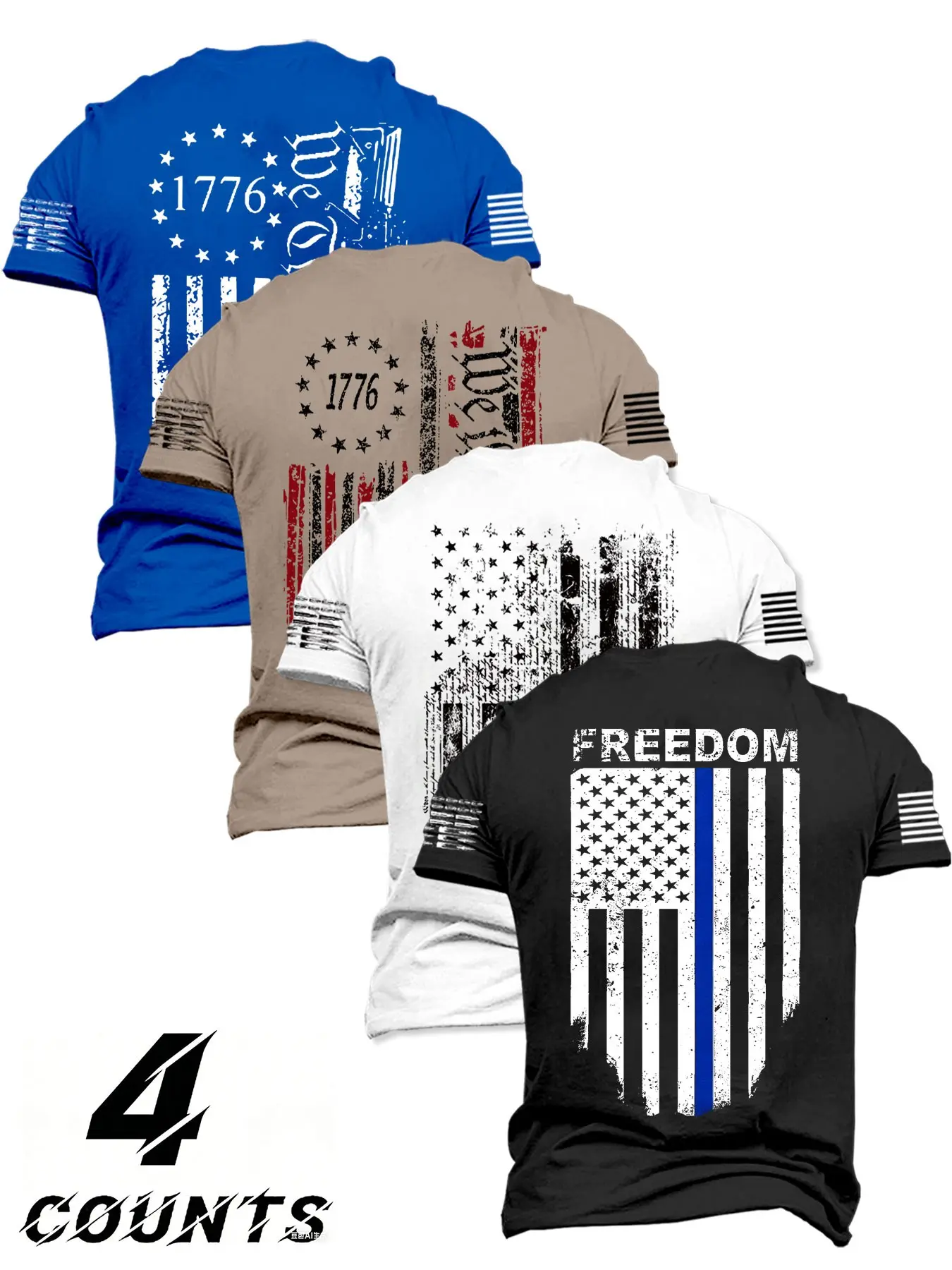 American Flag Print Short Sleeve T-Shirt for Men, Loose Fit Casual Breathable Sports Top, Vintage Letter Pattern Round Neck Tee, Outdoor Street Fashion