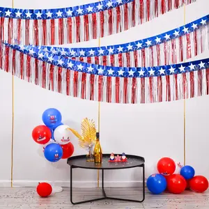 2-Pack 40ft Foil Fringe Garland & Tinsel Streamers – Red White Blue Star Metallic Hanging Backdrop & Table Skirt for Parade Floats, Memorial Day & Patriotic Party Decor, Essential for Party Planners & Patriot Lovers, USA Celebration Vibe