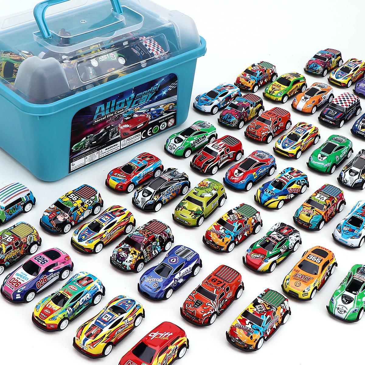 Random Color Pull-Back Car Toy with Storage Box, 24pcs/box Mini Race Cars, Birthday Gifts for Boys & Girls, Diecast Metal Car, Men Gifts #GLOBAL PICKS
