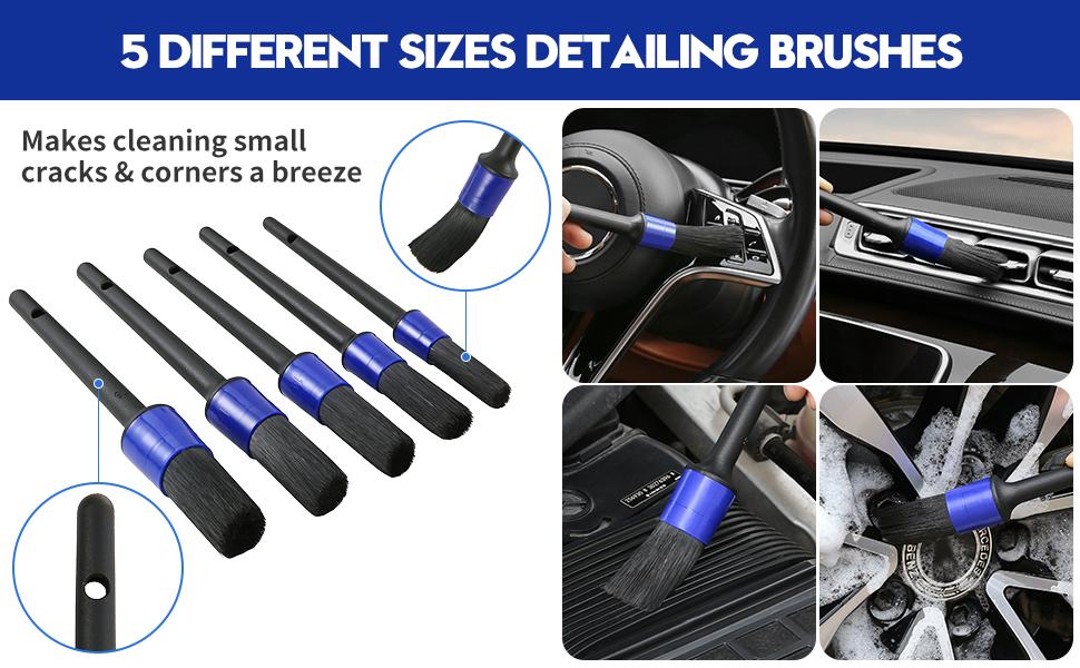 AGS 45Pcs Car Detailing Kit, Car Detailing Brush Set, Car Wash Cleaning Kit, Car Detailing Brushes, Professional Car Care Kit for Interior Exterior Wheels, Blue