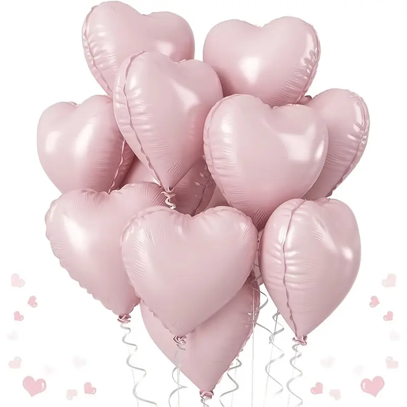 10-piece set of 18inch vintage pink heart-shaped foil balloons, Valentine's Day and birthday heart-shaped inflatable props, heart balloons, holiday decoration supplies, photo props, scene decoration and arrangement