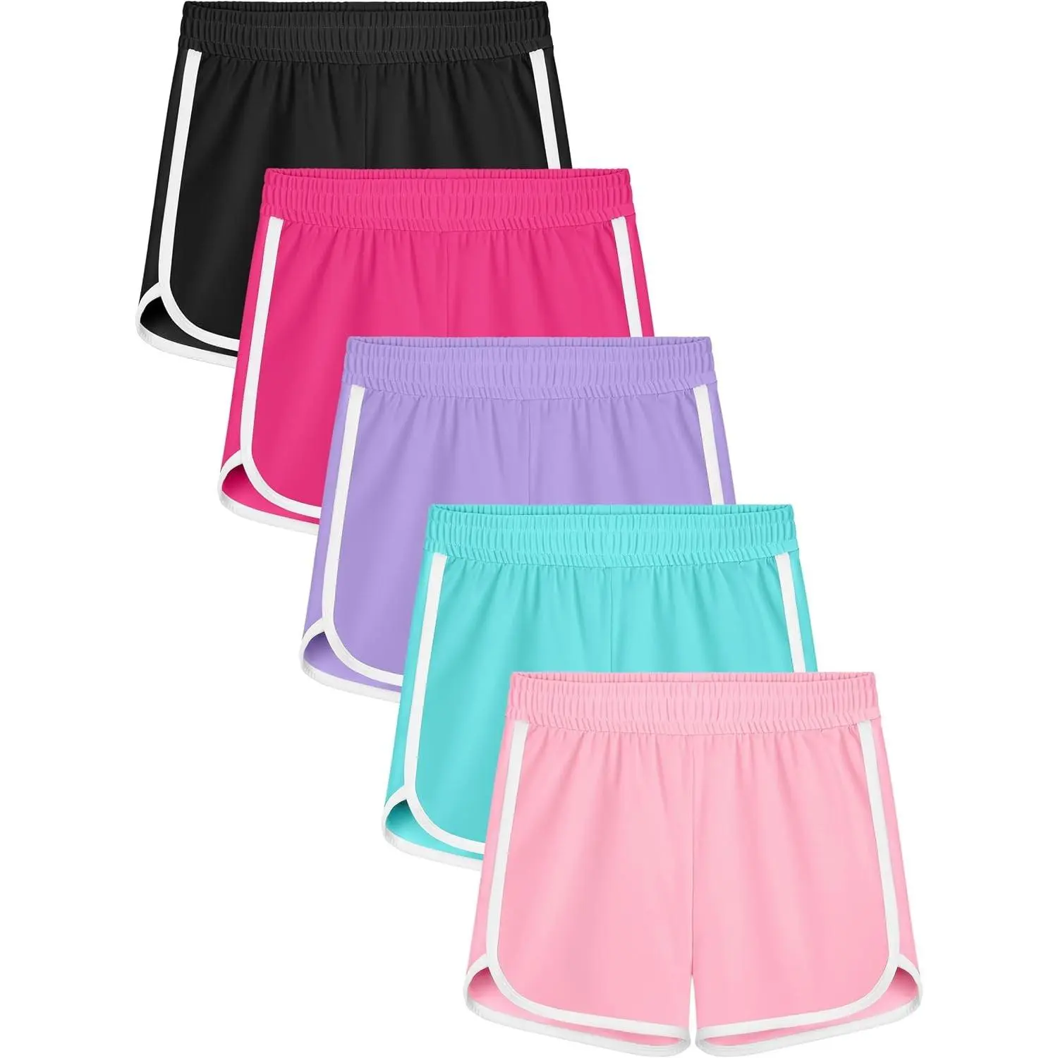 5 Packs Girls Athletic Shorts Toddler Soccer Sports Shorts Kids Quick Dry Gym Running Short