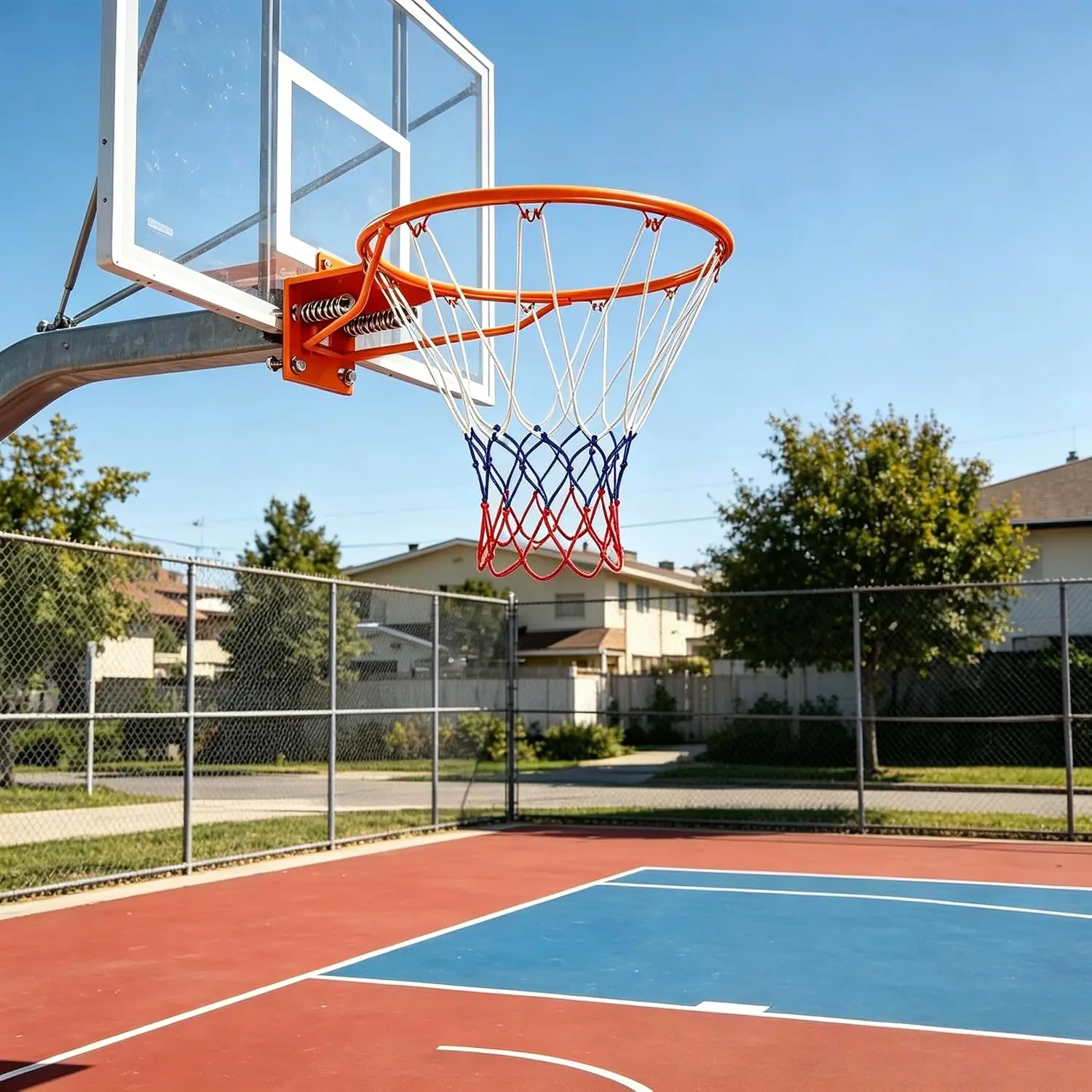 18-Inch Heavy-Duty Basketball Rim, Indoor Basketball Hoop Wall-Mounted Replacement Hoop with Double-Spring Breakaway Design, All-Weather Net