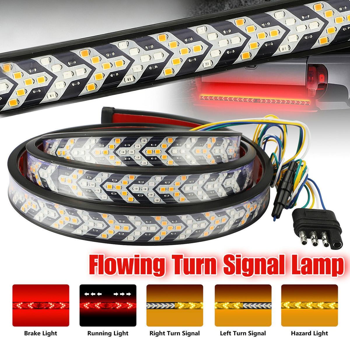 60 Inch Triple Row LED Tailgate Light Bar, Waterproof, 12V DC, Full Function Brake, Reverse, Amber Turn Signal, Universal Fit for Pickup, Trailer, SUV, RV, Van,Triple Row LED Work Light Strips, Triple Row Universal LED Tailgate Light Bar