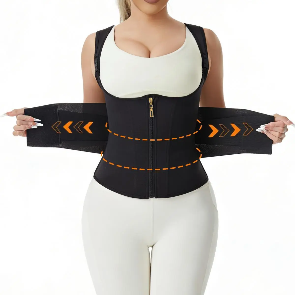 Women's Tummy Control Waist Trainer Vest - Zippered Compression Shapewear Tank Top for Gym, Workout, Activewear, Waist Trainers, Sweat Waist Trainer