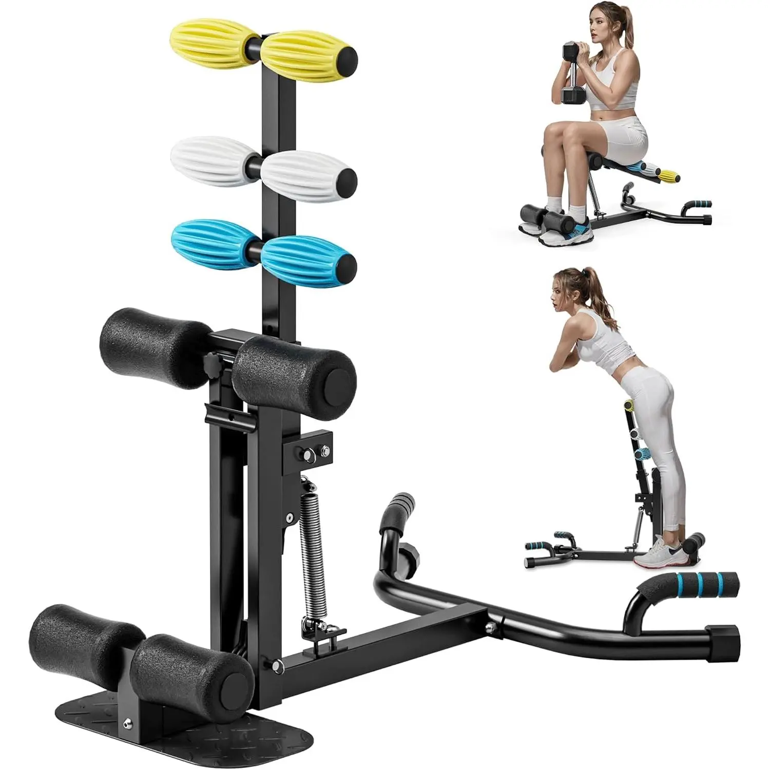 Deep Squat Machine, with Roman Chair Function, Adjustable Glutes Trainer Machine, Core & Abs for Low  Lower  Workouts,  Gym Push-Up Exercises, Easy to Assemble, 300Lbs Capacity