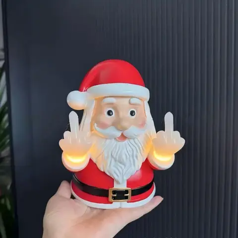 Christmas Light Middle Finger Night Lamp, LED Naughty Santa Ornament, Fun Glowing Christmas Decoration, Indoor Bedroom Office Use, Cute Ghost Statue, Christmas Decorations Party