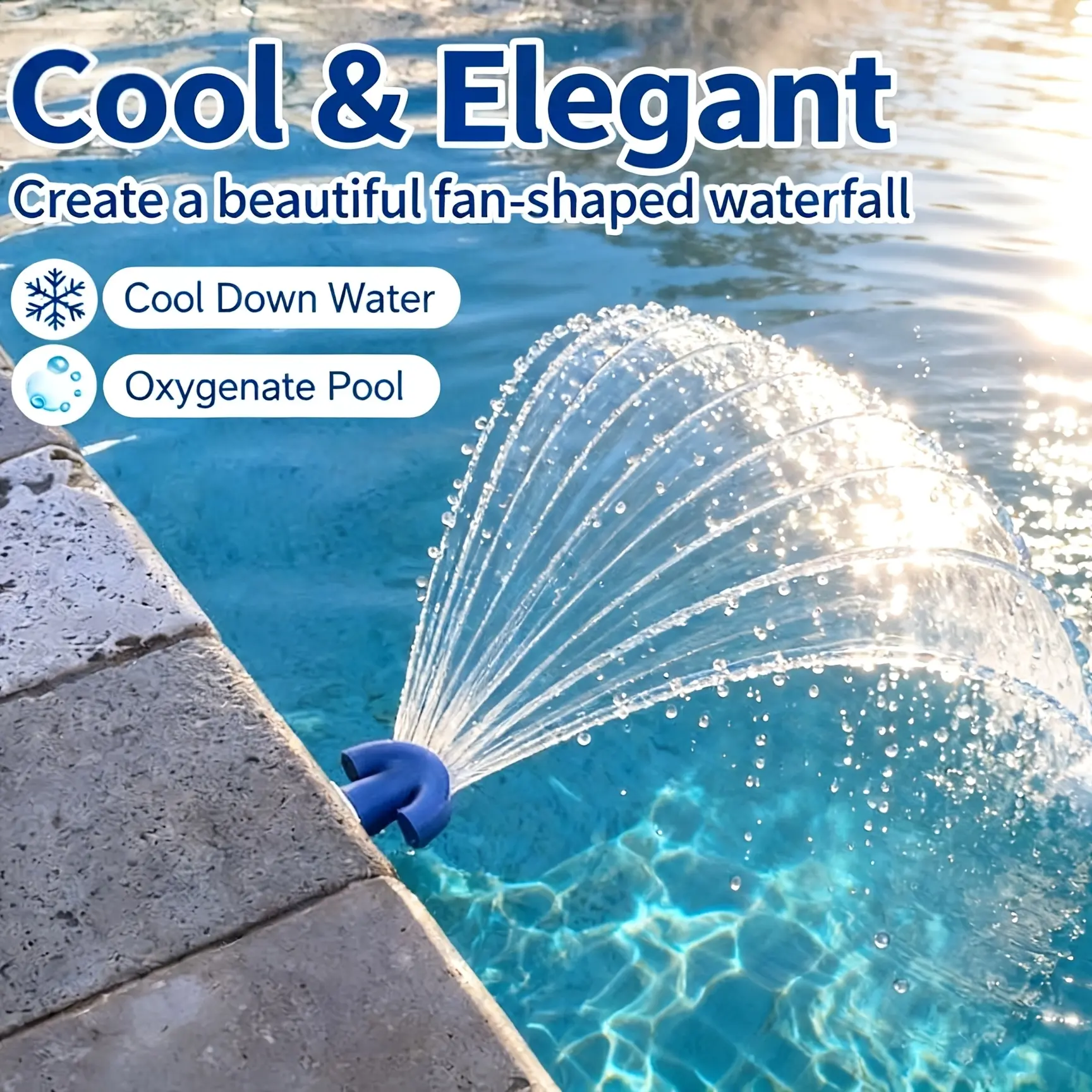 3/4-Inch Universal Swimming Pool Aeration Fountain – Cools Heated Water and Creates a Waterfall Spray for Above-Ground and In-Ground Pools, Outdoor Fountain