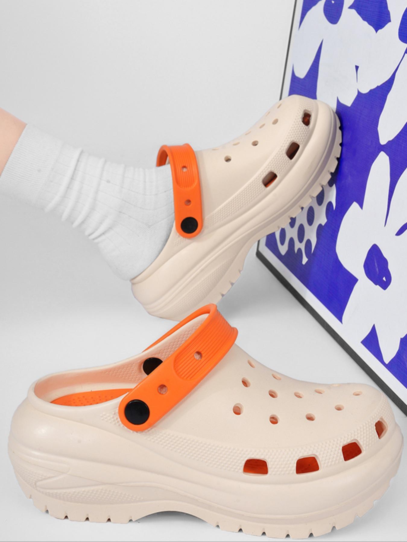 Women's Plain Color Platform Clogs, Casual Comfortable Breathable Clogs, Fashionable Shoes for Indoor & Outdoor Wear, Beach Shoes Slippers