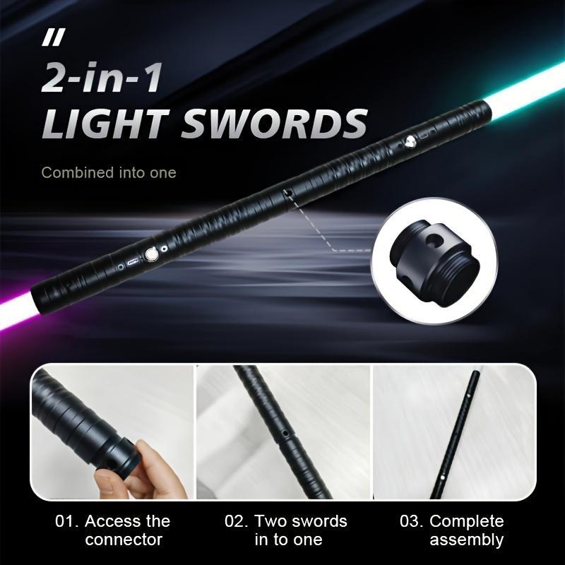 Dueling Lightsaber, 1 Count Rechargeable RGB 15 Color Variable Light Saber with Sound, Aluminum Alloy Hilt Light Saber, Ideal for Parties, Gifts