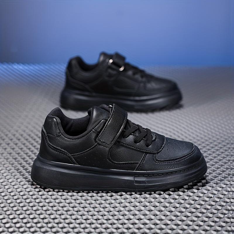 (New)Boys' Casual Sneakers, Summer New Outdoor Fashion Three-Color Leather Convenient Velcro Campus Performance White Shoes, Medium and Large Boys' and Girls' Black and White Sneakers Sizes 28-40(Gift)11