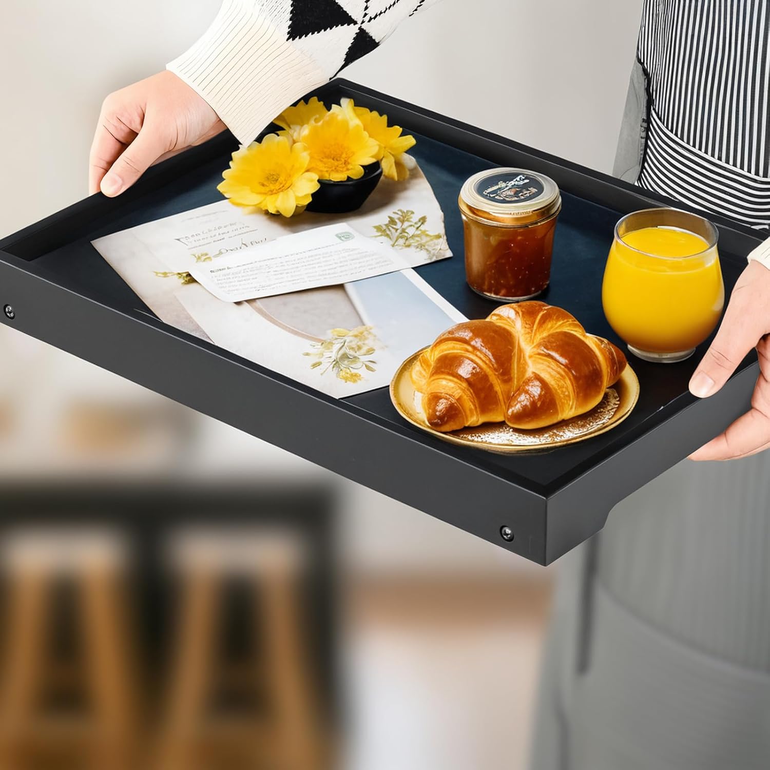 Bed Tray Table with Folding , Breakfast in Bed Tray for Eating,Kitchen Serving,, Sofa, Snacking or Working, Laptop Desk Dinner(1, Black) Bed Tray Table with Folding , Breakfast in Bed Tray for Eating,Kitchen Serving,, Sofa, Snacking or Working, Laptop Desk Dinner(1, Black)