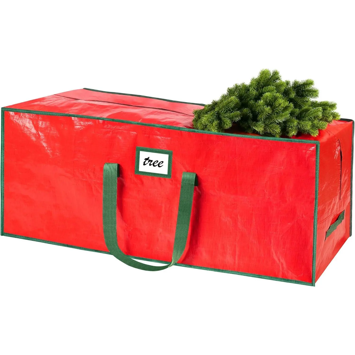 9 Ft Christmas Tree Storage Bag, Large Heavy Duty Artificial Tree Bag with Reinforced Handles and Dual Zippers, Extra Large Waterproof Durable Storage Container for Xmas Trees (Red)
