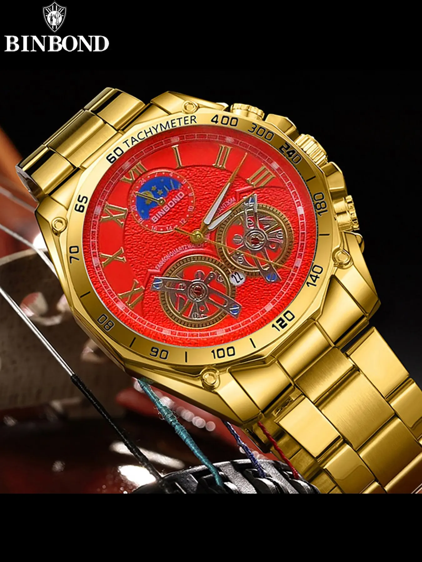 Binbond Men's Quartz Watch, Fashion Concept Decorative Dial, Casual Military Sports Wristwatch, Waterproof Men's Watch