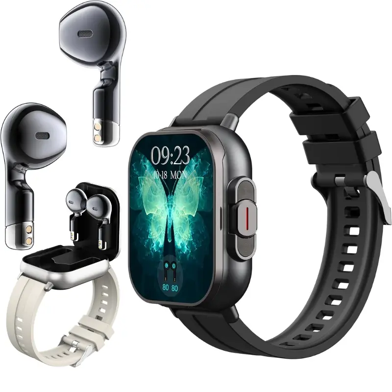 Smart Watch with Earbuds, 2.01" HD Screen Fitness Watch, 2 in 1 Smartwatch with 100+ Sport Modes Fitness Tracker, Sleep/Heart Rate/Monitor Pedometer for iOS & Android, Black