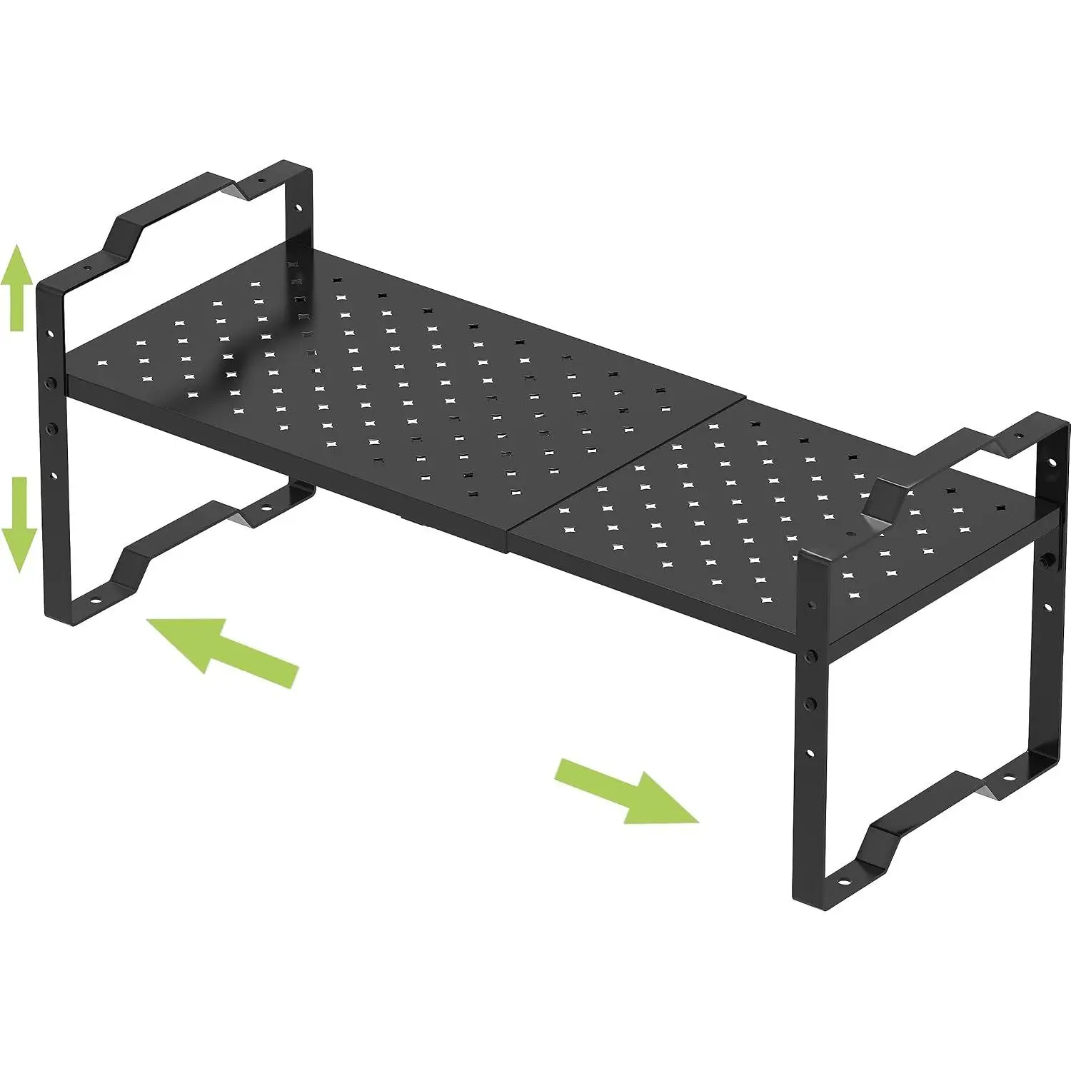 Expandable Shelf Cabinet Organizer Adjustable Stackable  Rack at Kitchen and Bathroom , Countertop Cupboard Organization Pantry Storage (1 Pack/Black, M)